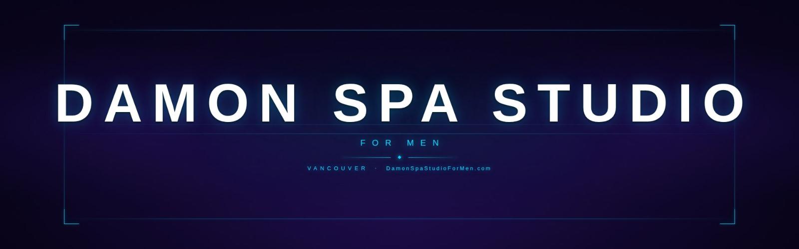 decorative promotional banner for Damon Spa Studio for Men in Vancouver