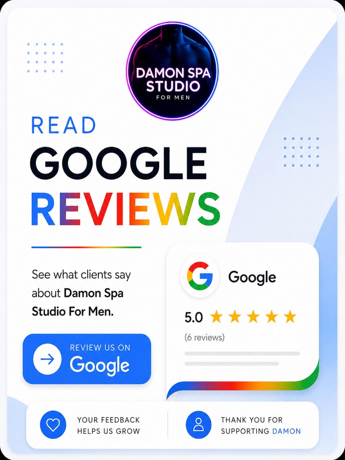 Card to read all google reviews for Damon Spa Studio For Men verified business profile in Vancouver on Davie