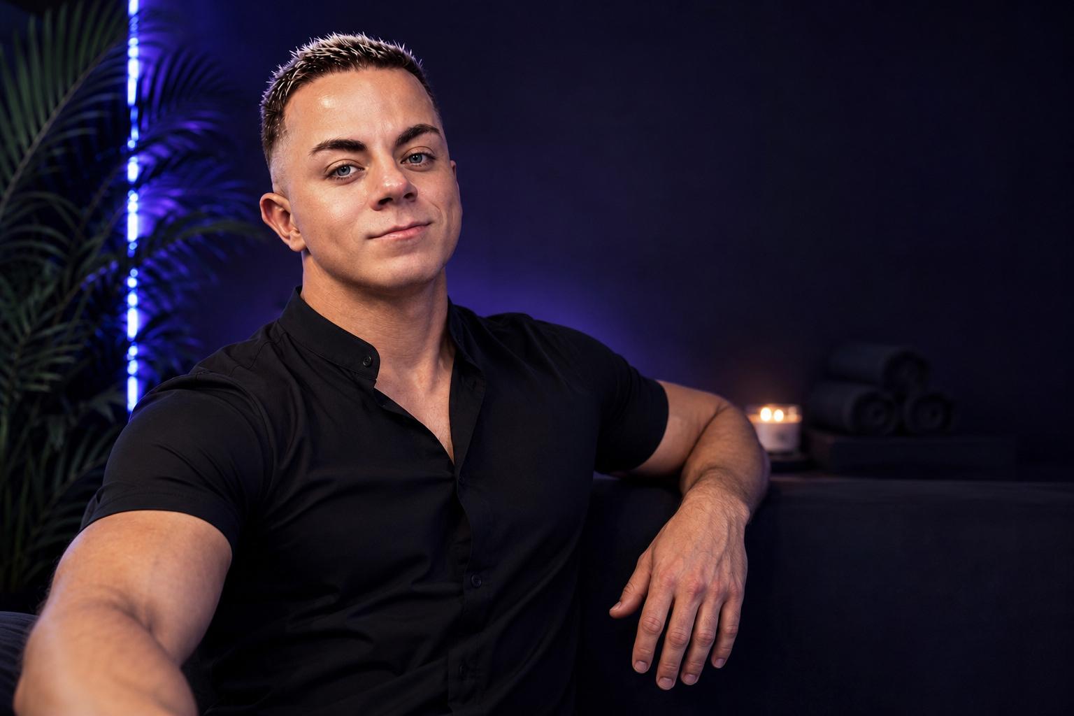 Damon, owner of Damon Spa Studio For Men, inside his private men’s spa in downtown Vancouver