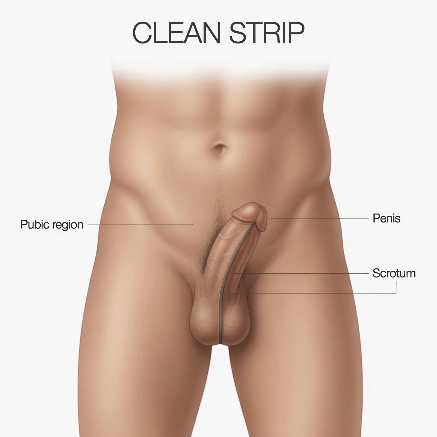 Clean strip illustration for male brazilian waxing style to choose at Damon Spa Studio For Men in Vancouver