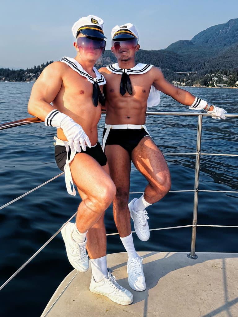 Damon and Josh performing as the 2 Boyz male go-go dance duo in Vancouver