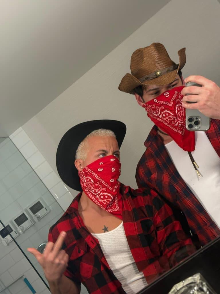 Damon performing with Shark as Cowboys male entertainers at a Vancouver bachelorette party