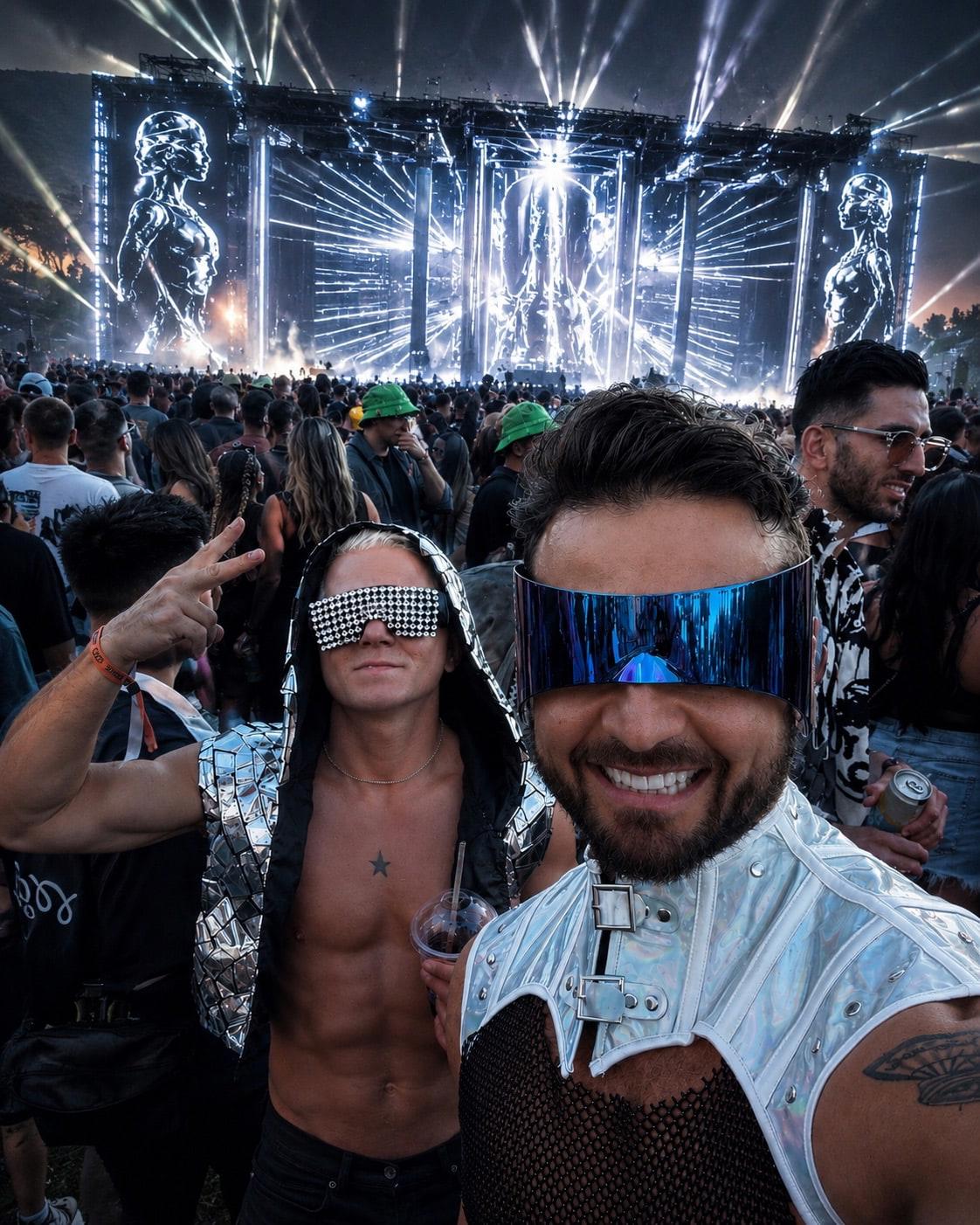Damon and Thalles Dullecky at the Anyma live rave in Vancouver in 2026