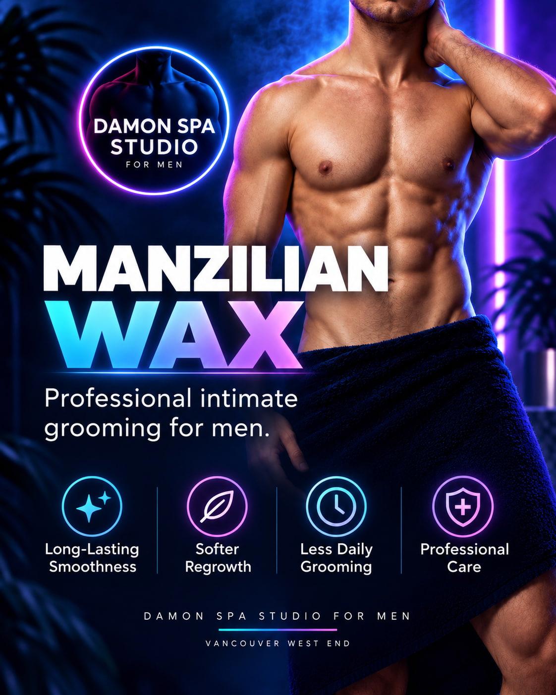 Manzilian waxing for guys Vancouver at Damon Spa Studio for Men poster